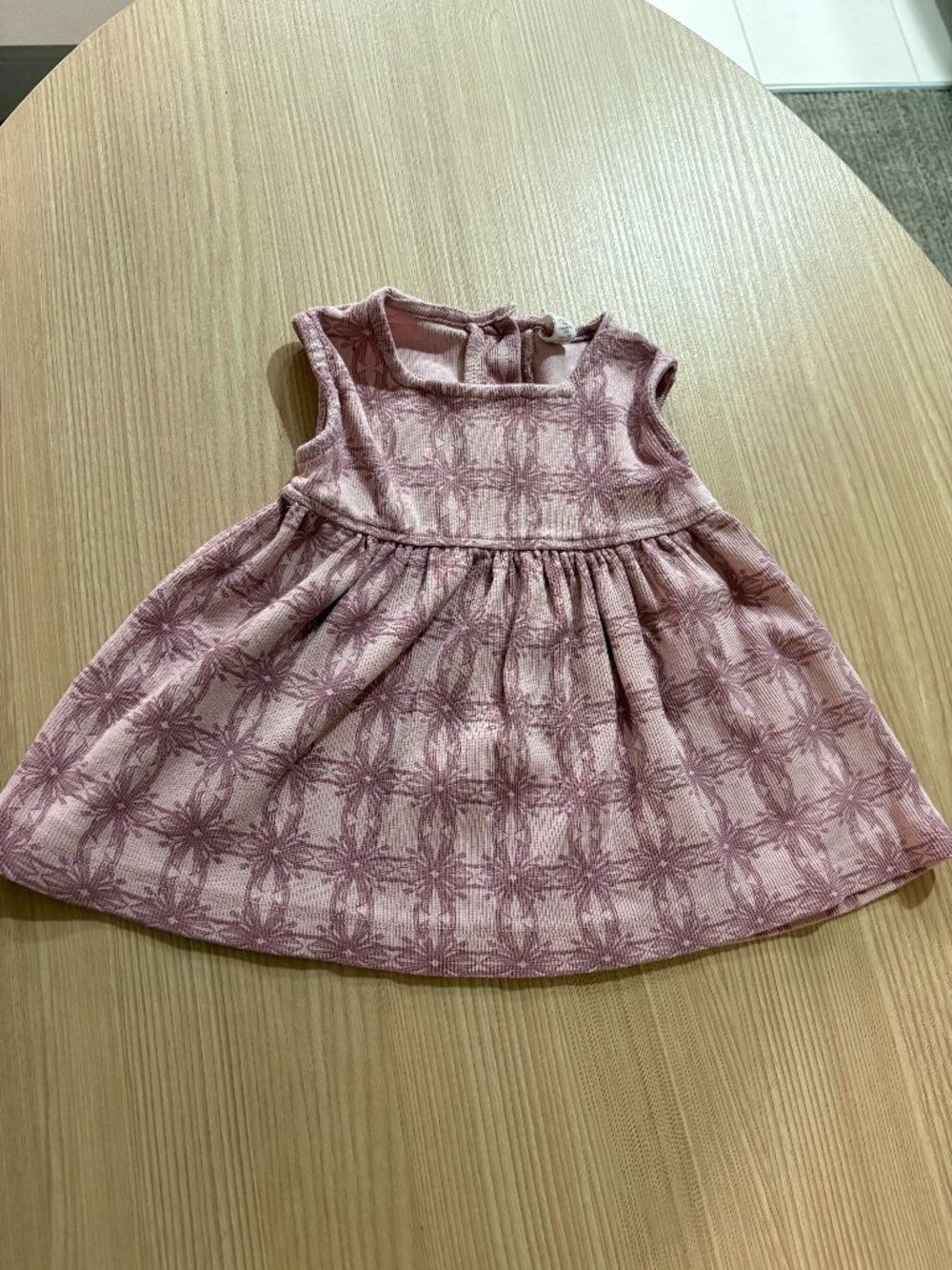 Kate Quinn Floral Print Dress 3-6 Months Light Purple Ribbed Organic Cotton